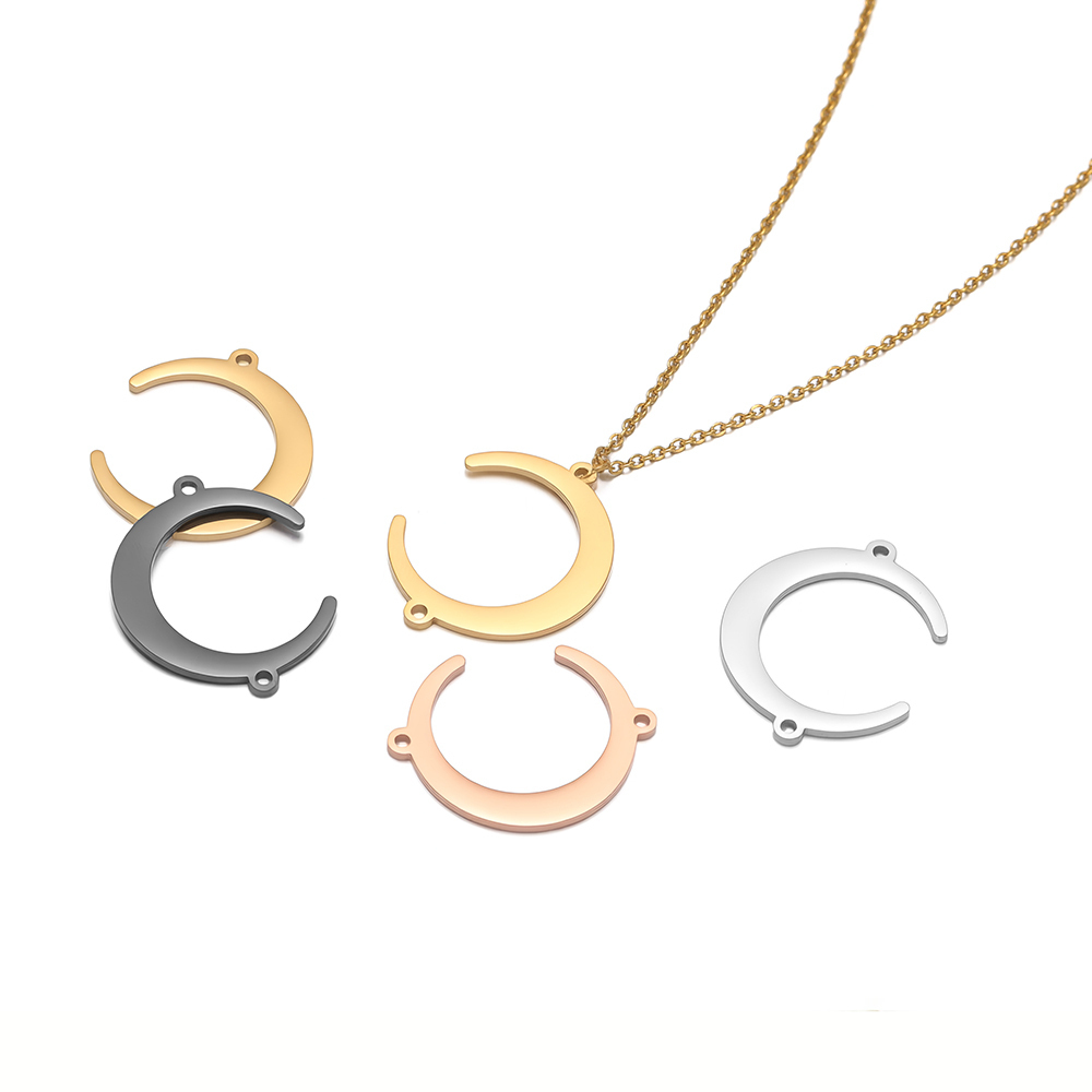 Moon Star Earrings - 5pcs Stainless Steel Moon Pendants Connectors