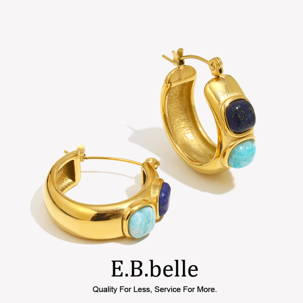 Turquoise Stone Ring - E.B.belle Round Lazurite Turquoise Natural Stone