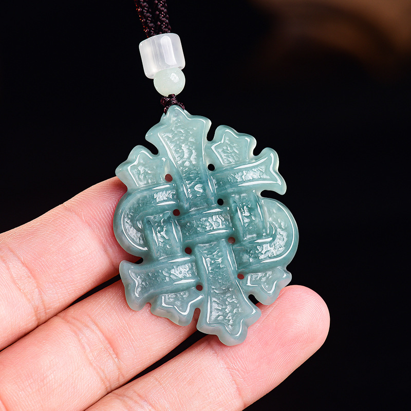 The Jewelry & Watches - Natural Burmese Jadeite Chinese Knot Pendant
