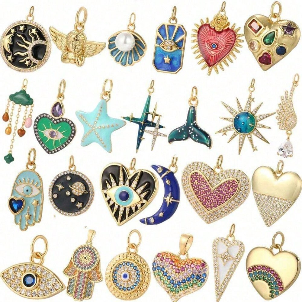 1PC Copper Zircon Plated heart - Moon Star Earrings 评论和价格