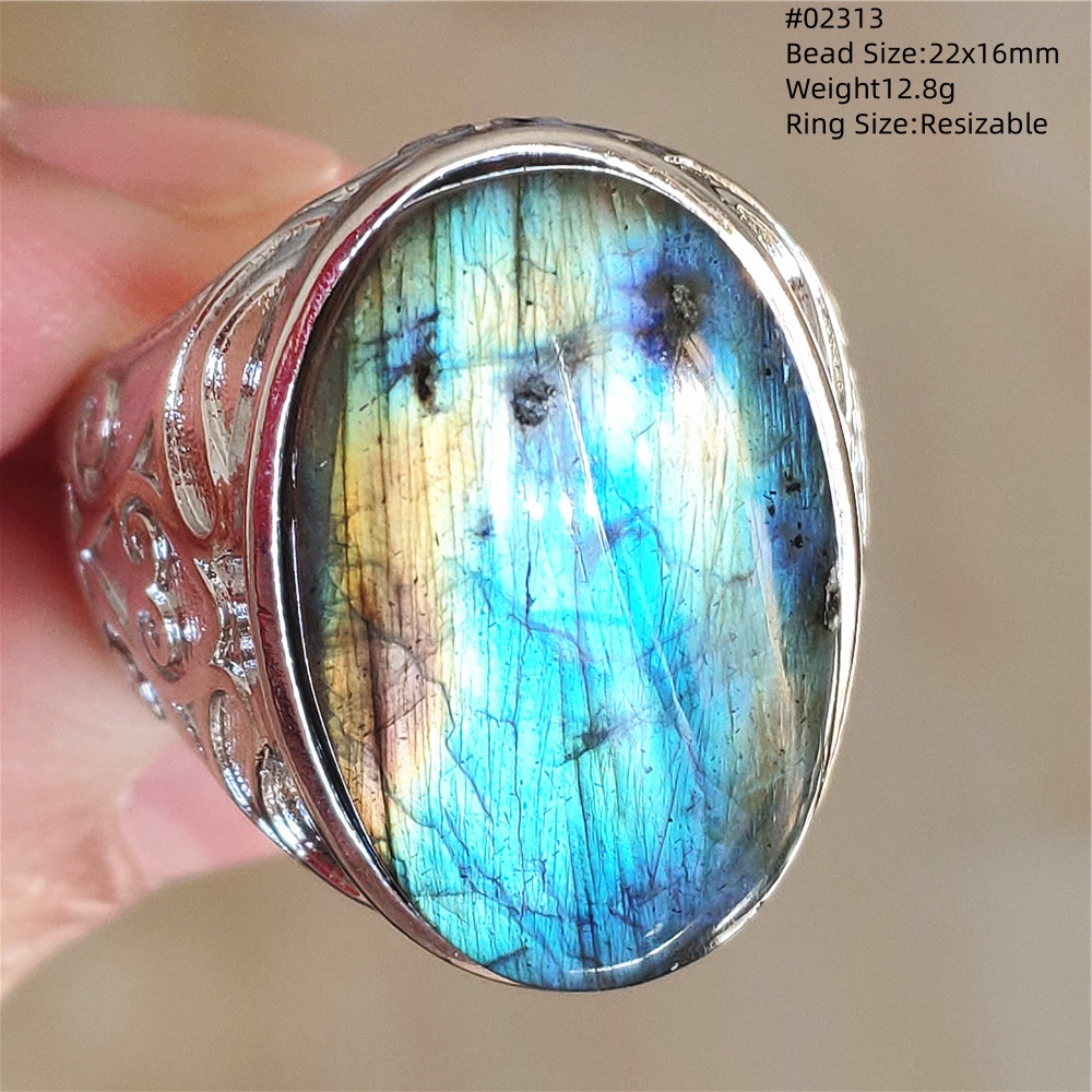 Natural Colorful Labradorite A - Turquoise Stone Ring 评论和价格