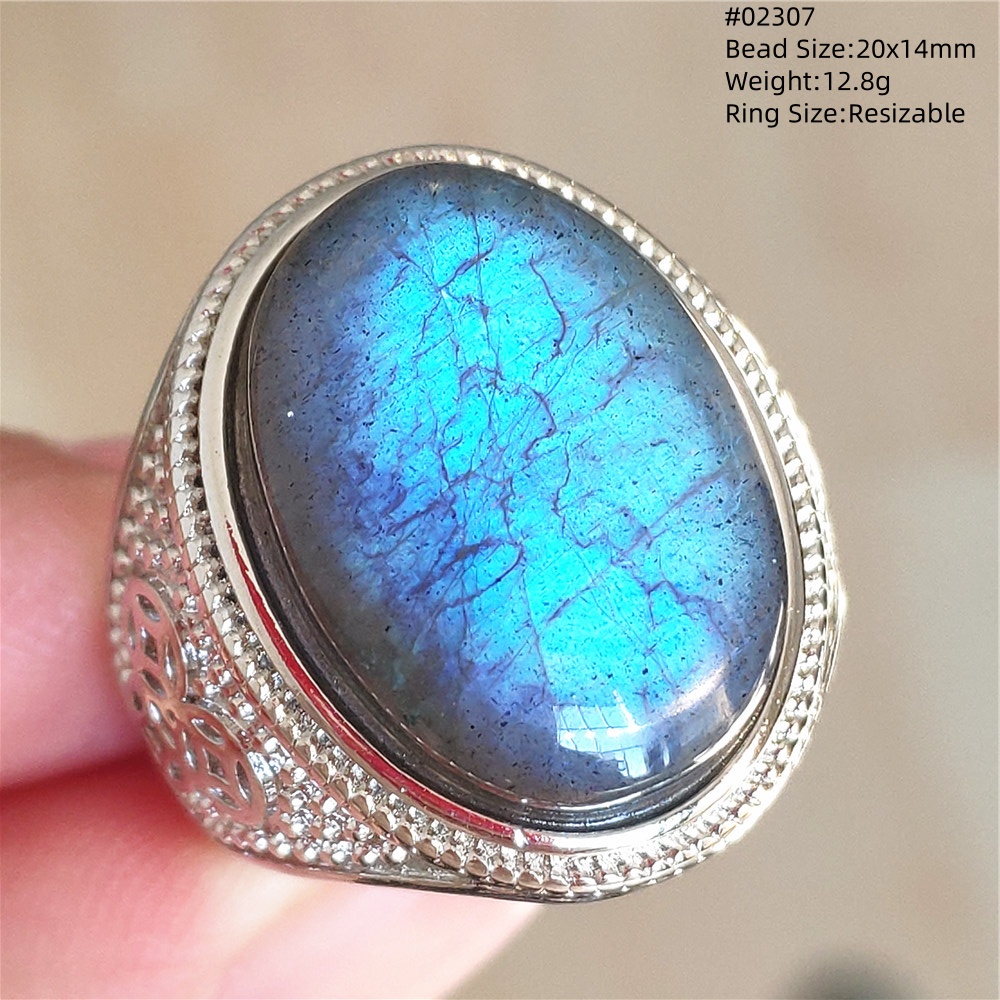 Natural Colorful Labradorite A - Turquoise Stone Ring 评论和价格