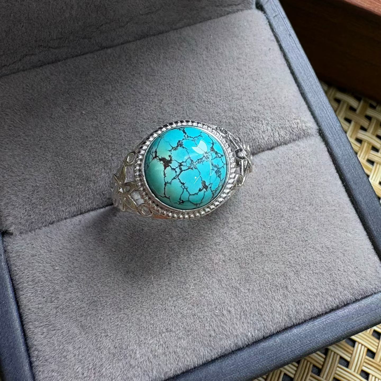 1 Pc Fengbaowu Natural Turquoi - Turquoise Stone Ring 评论和价格