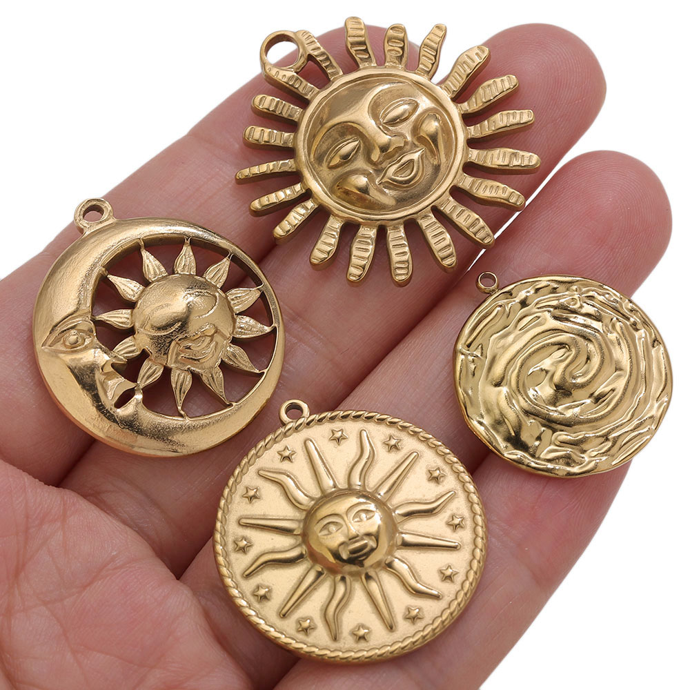 5pcs PVD Gold Charms Stainless - Moon Star Earrings 评论和价格