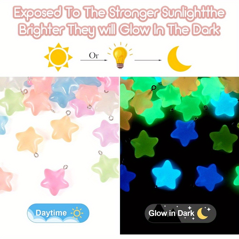6/24/40pcs Mixed Color Luminou - Moon Star Earrings 评论和价格