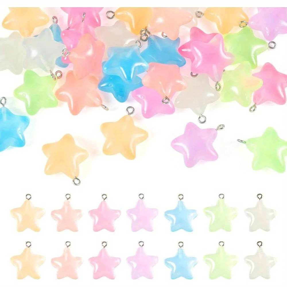 6/24/40pcs Mixed Color Luminou - Moon Star Earrings 评论和价格