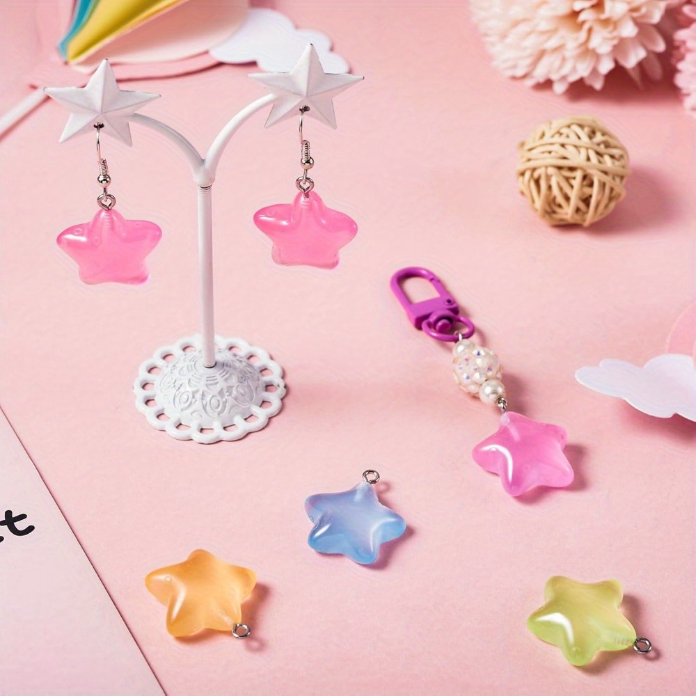 6/24/40pcs Mixed Color Luminou - Moon Star Earrings 评论和价格