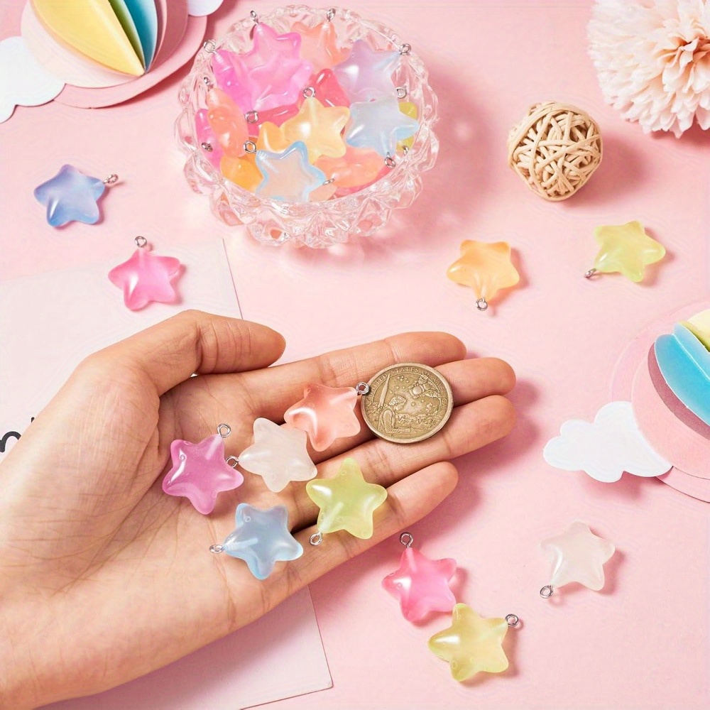 6/24/40pcs Mixed Color Luminou - Moon Star Earrings 评论和价格