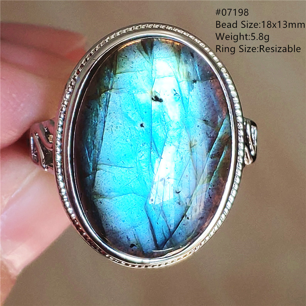 Natural Blue Light Labradorite - Turquoise Stone Ring 评论和价格