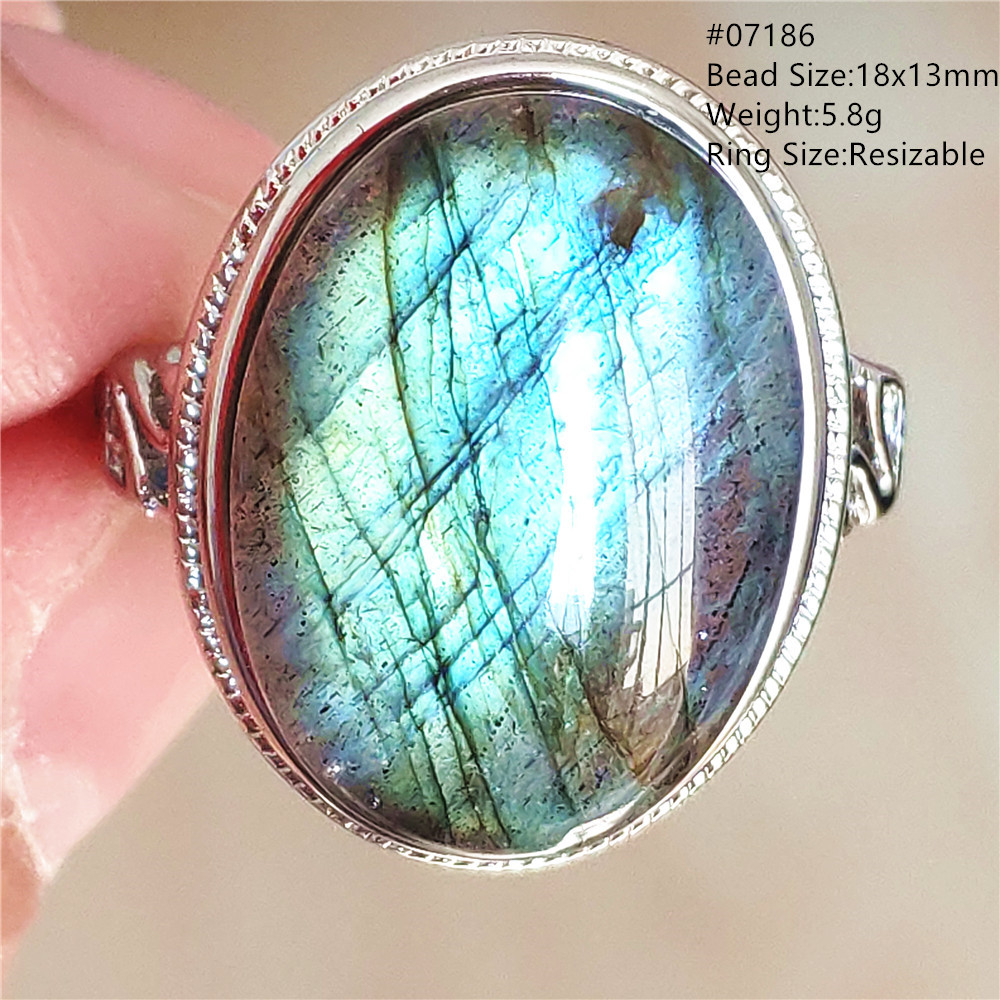 Natural Blue Light Labradorite - Turquoise Stone Ring 评论和价格