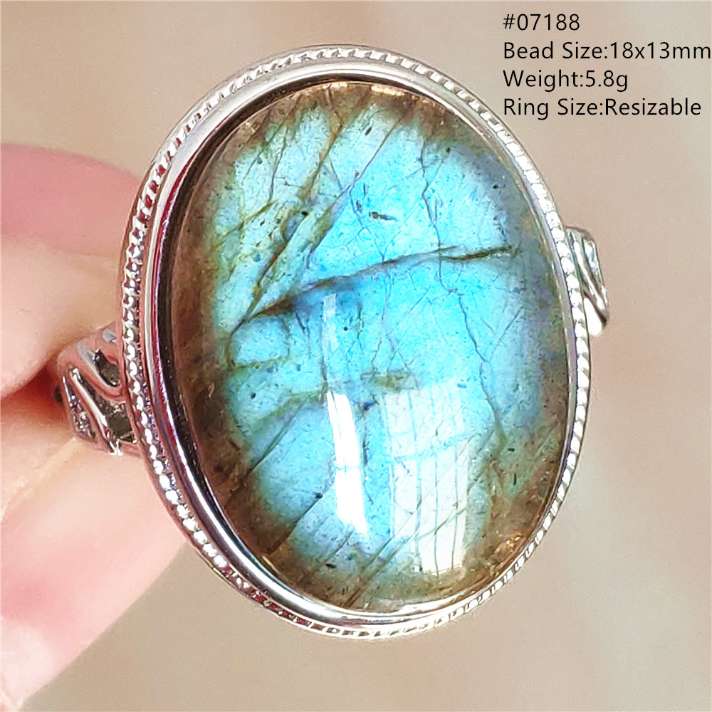 Natural Blue Light Labradorite - Turquoise Stone Ring 评论和价格