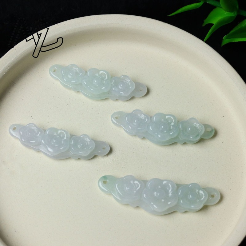 1pc Natural Jadeite Emerald Fl - The Jewelry & Watches 评论和价格