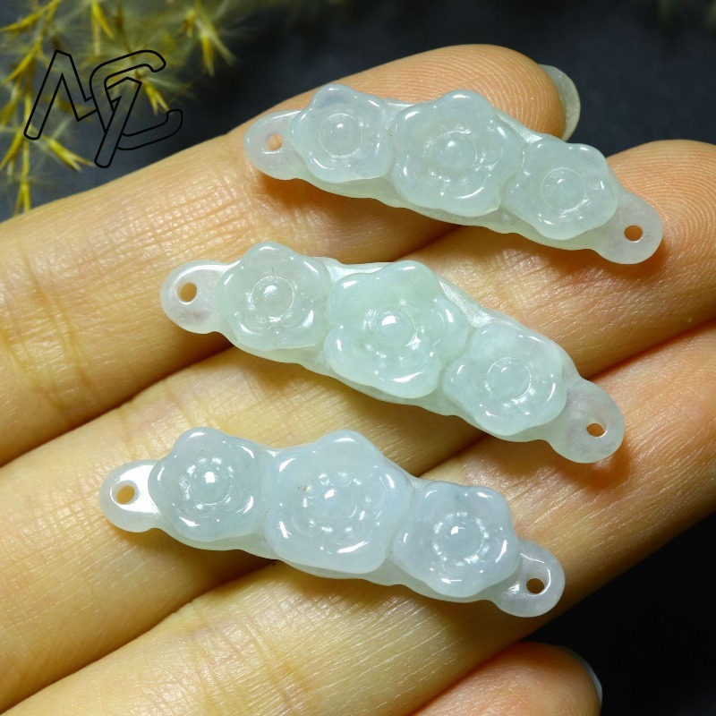 1pc Natural Jadeite Emerald Fl - The Jewelry & Watches 评论和价格