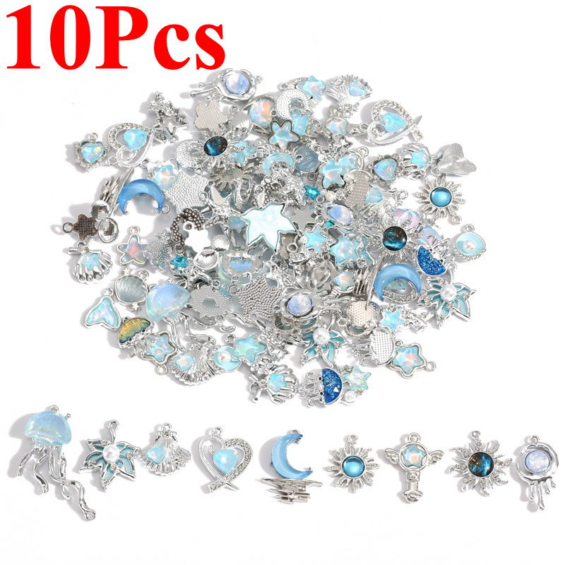 10Pcs Silver-plated Alloy Crys - Moon Star Earrings 评论和价格