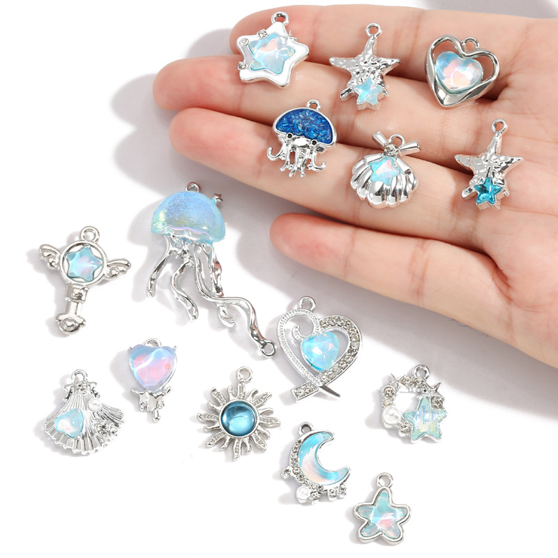 10Pcs Silver-plated Alloy Crys - Moon Star Earrings 评论和价格