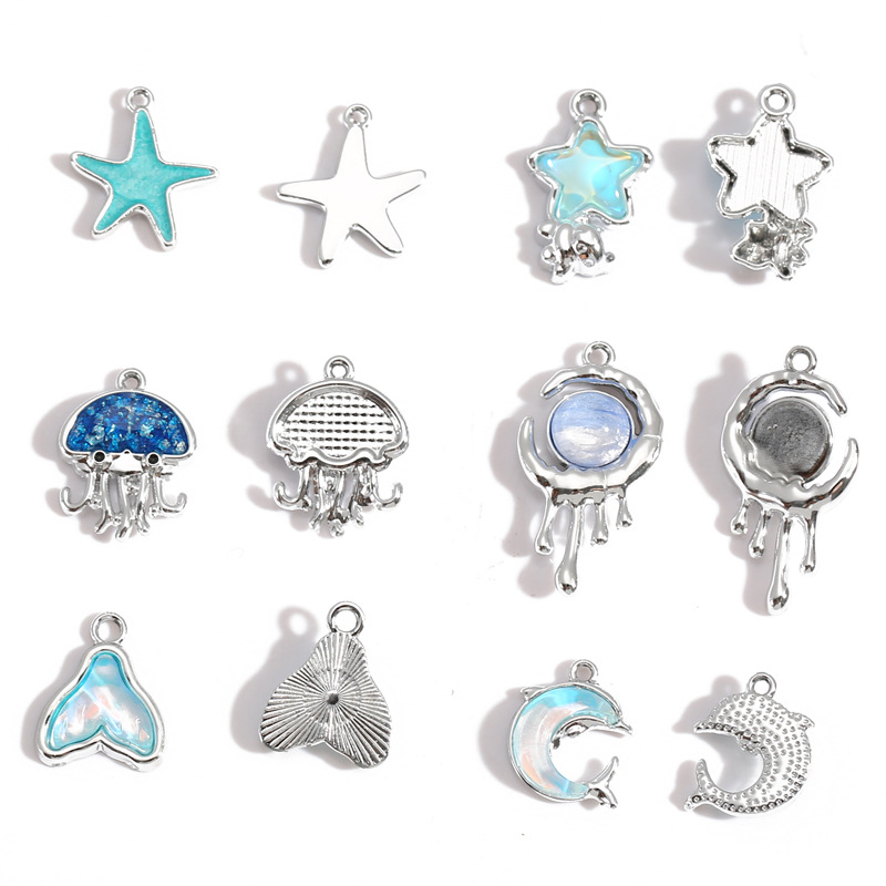 10Pcs Silver-plated Alloy Crys - Moon Star Earrings 评论和价格