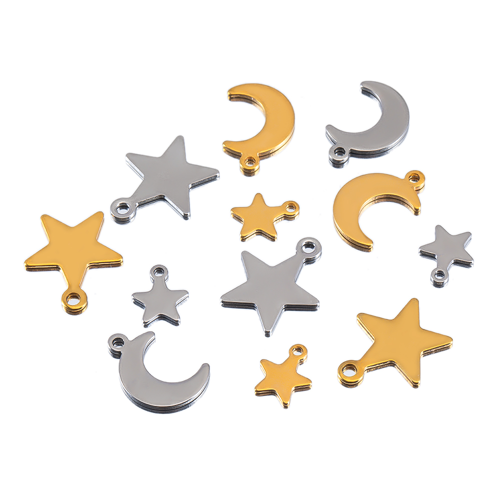 20pcs Stainless Steel Flat Sta - Moon Star Earrings 评论和价格