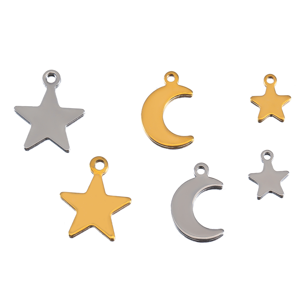 20pcs Stainless Steel Flat Sta - Moon Star Earrings 评论和价格