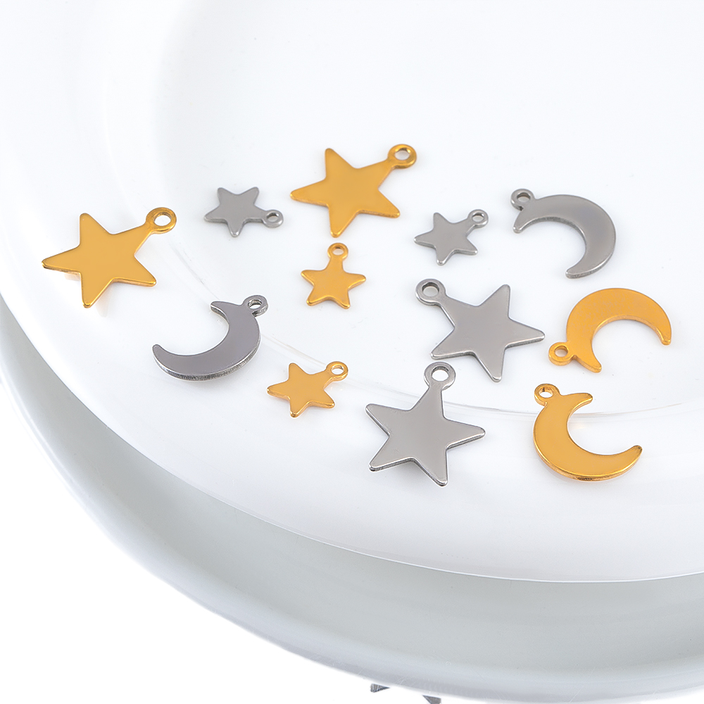 20pcs Stainless Steel Flat Sta - Moon Star Earrings 评论和价格