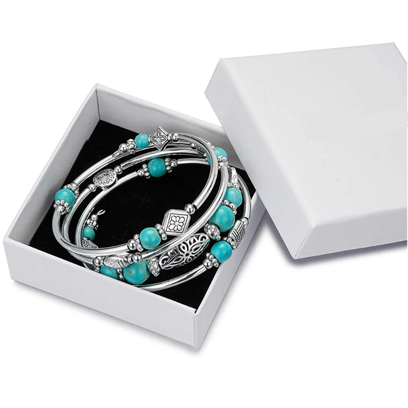 Layered Wrap Bangle Turquoise  - Turquoise Stone Ring 评论和价格