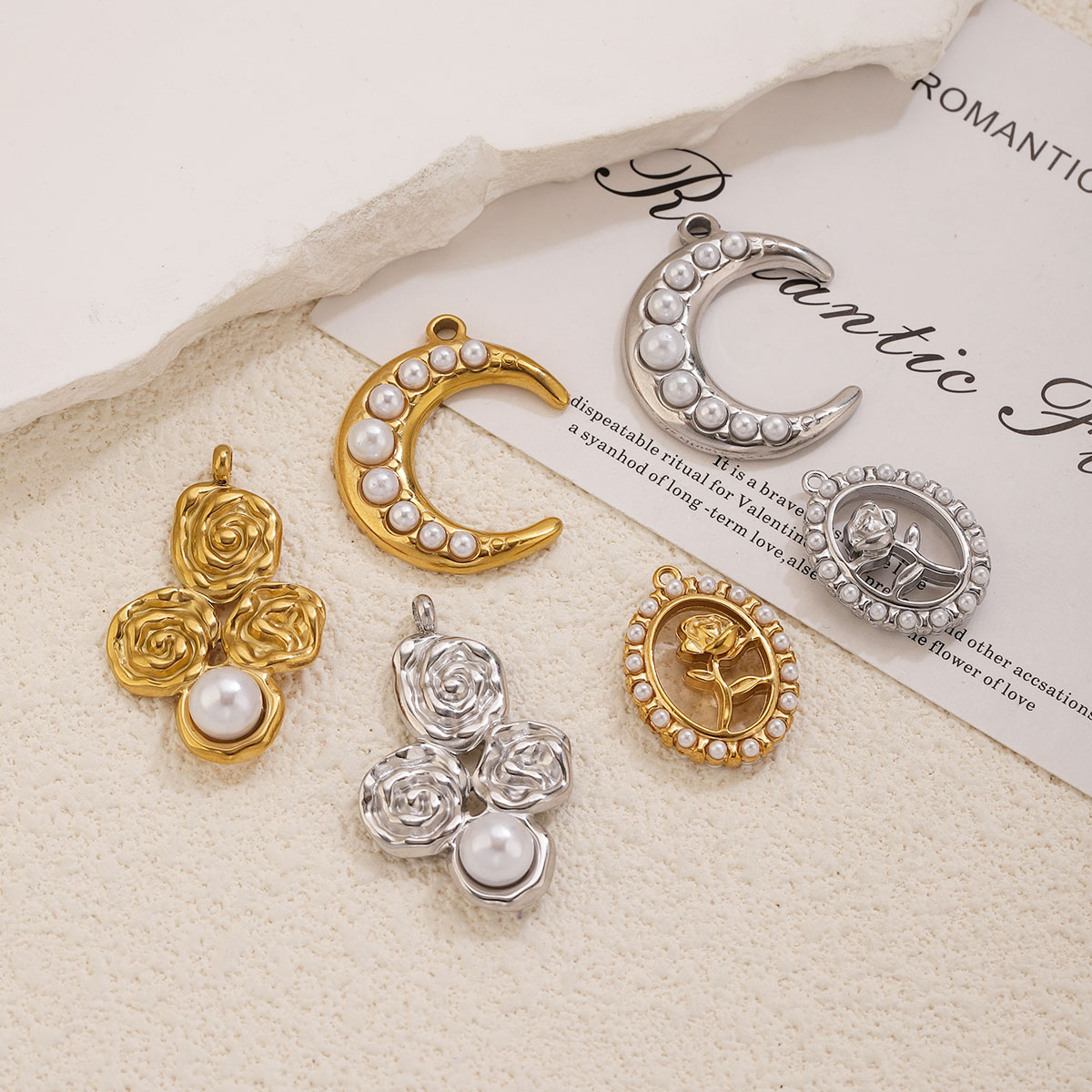 5Pcs Stainless Steel 18K Gold  - Moon Star Earrings 评论和价格