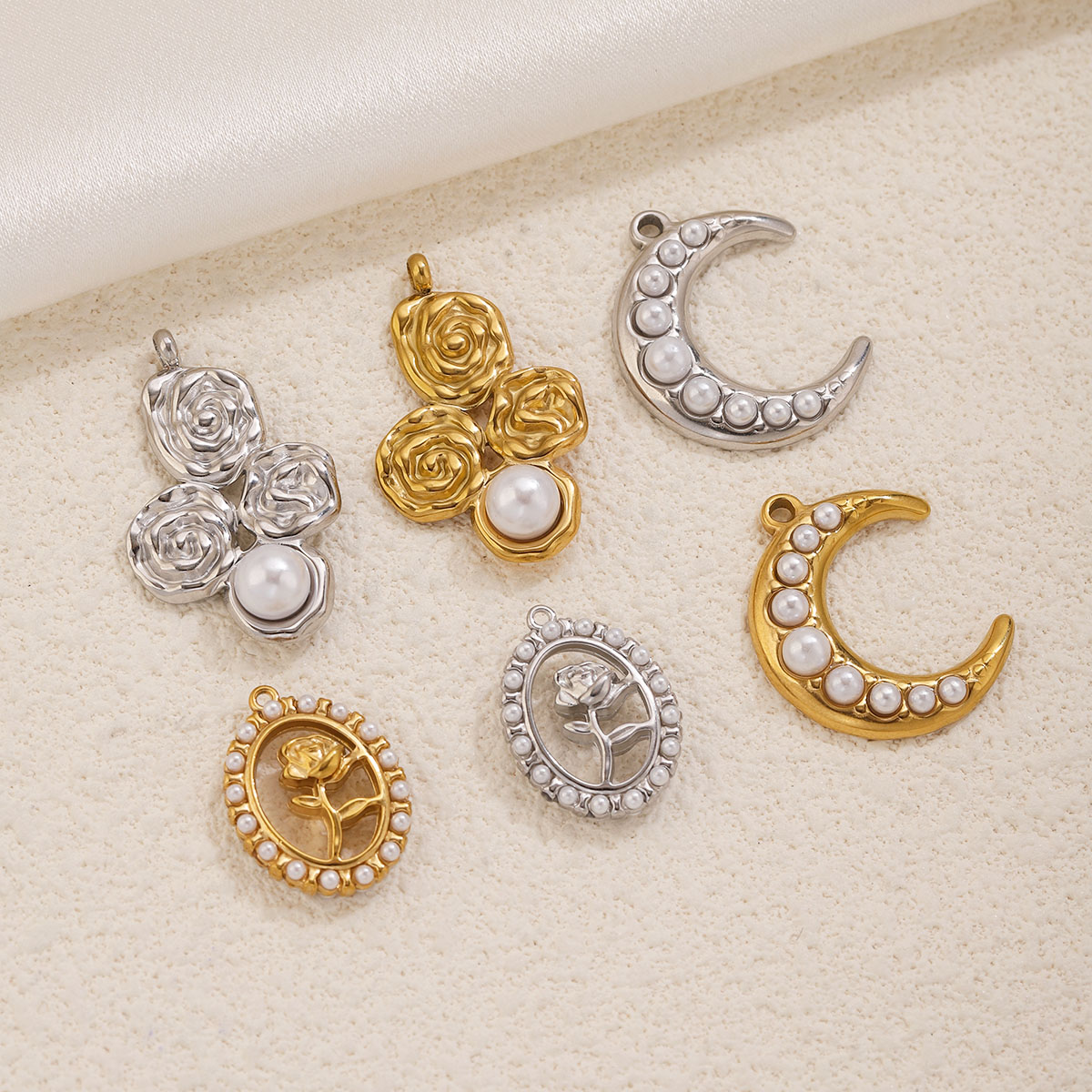 5Pcs Stainless Steel 18K Gold  - Moon Star Earrings 评论和价格