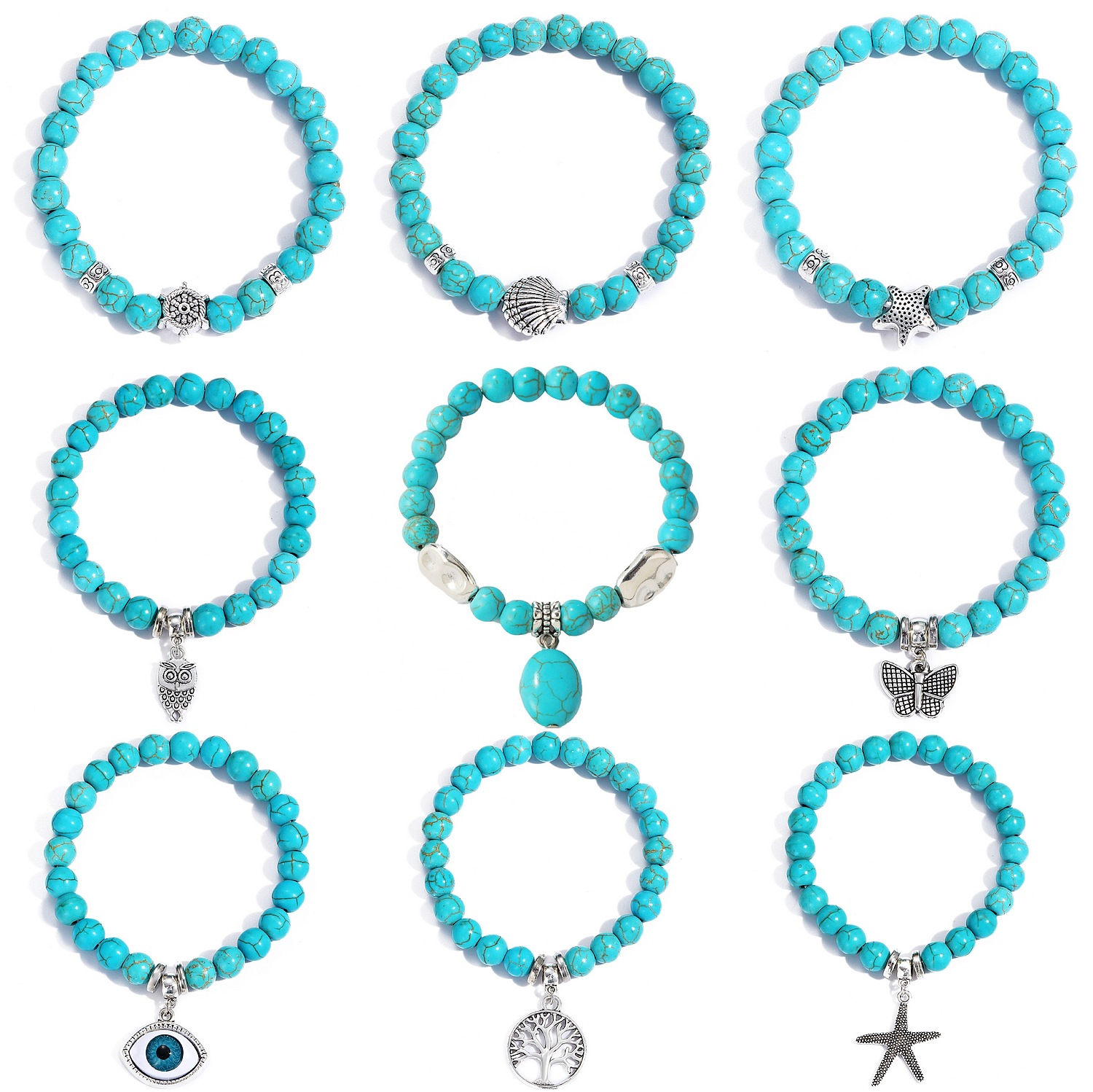Various Shapes Blue Turquoise  - Turquoise Stone Ring 评论和价格