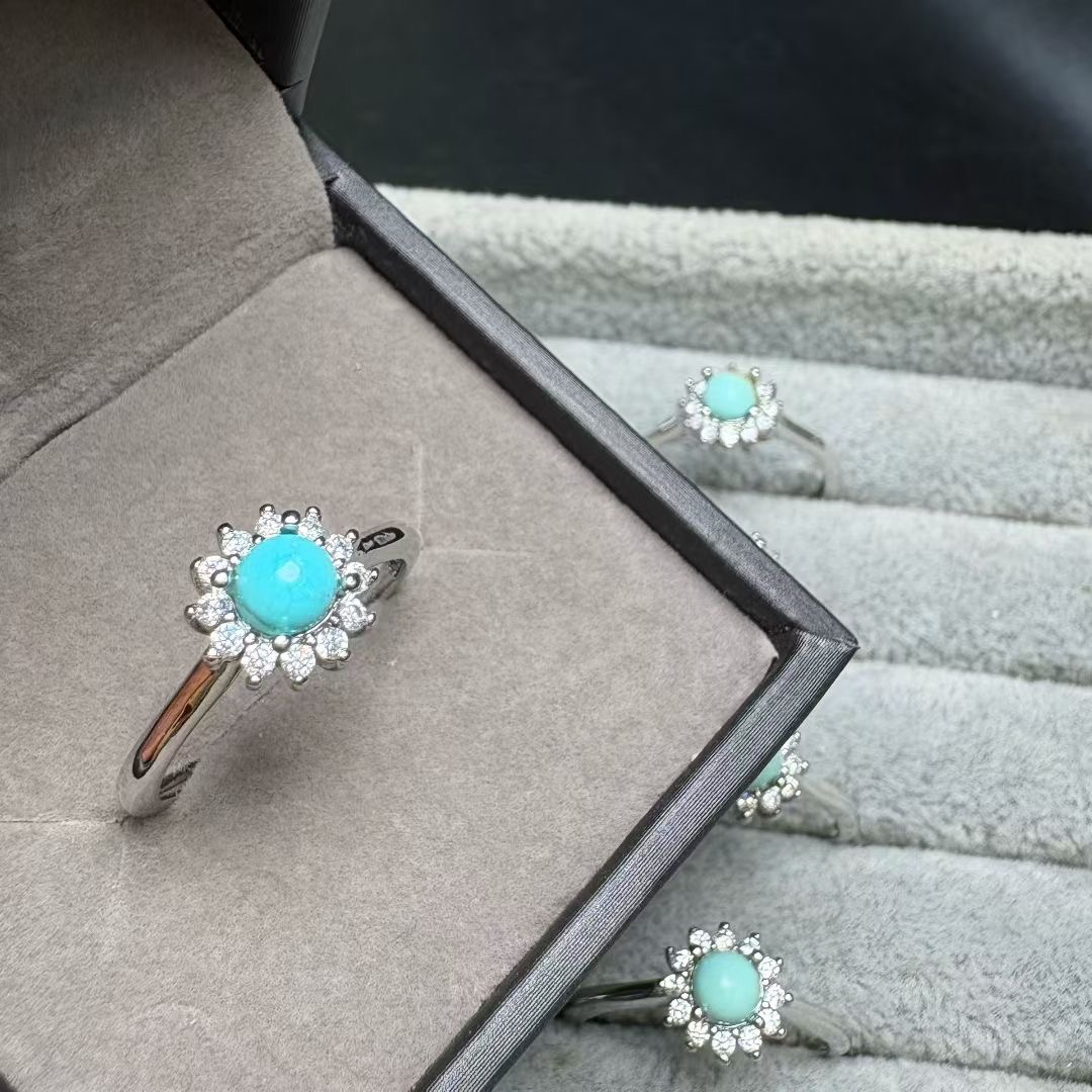 1Pc Fengbaowu Natural Turquois - Turquoise Stone Ring 评论和价格
